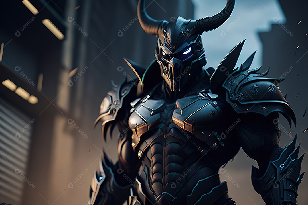 Imagem realista de criatura com armadura