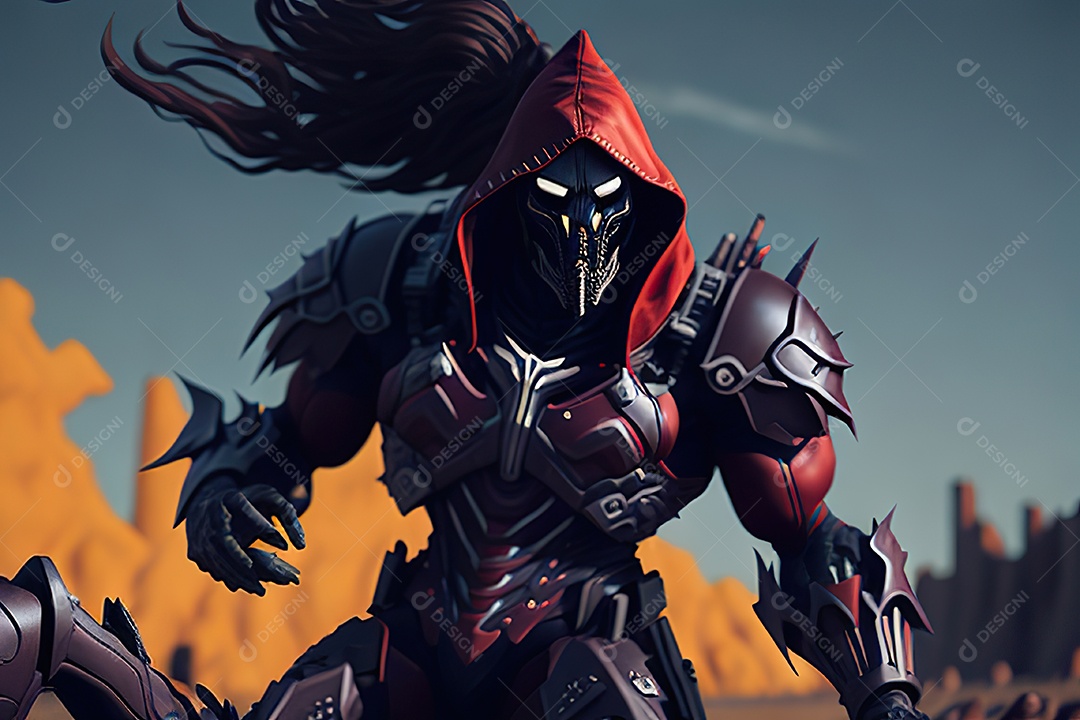 Imagem realista de criatura com armadura