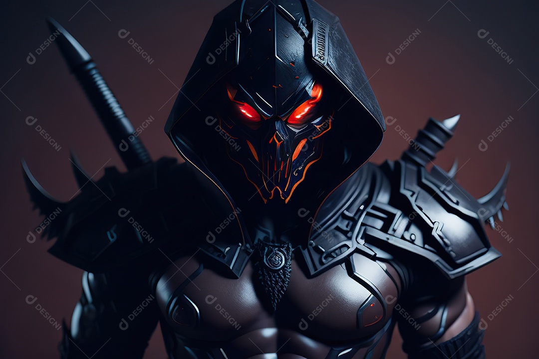 Imagem realista de criatura com armadura