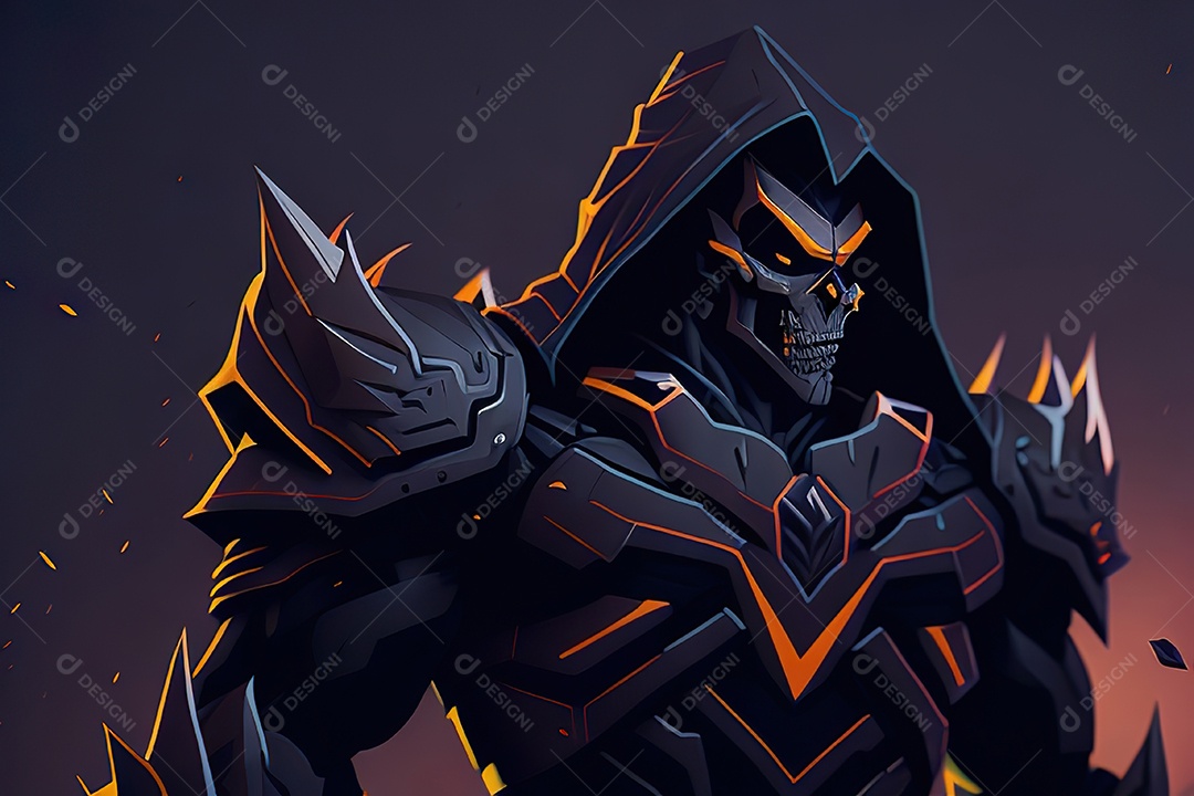 Imagem realista de criatura com armadura