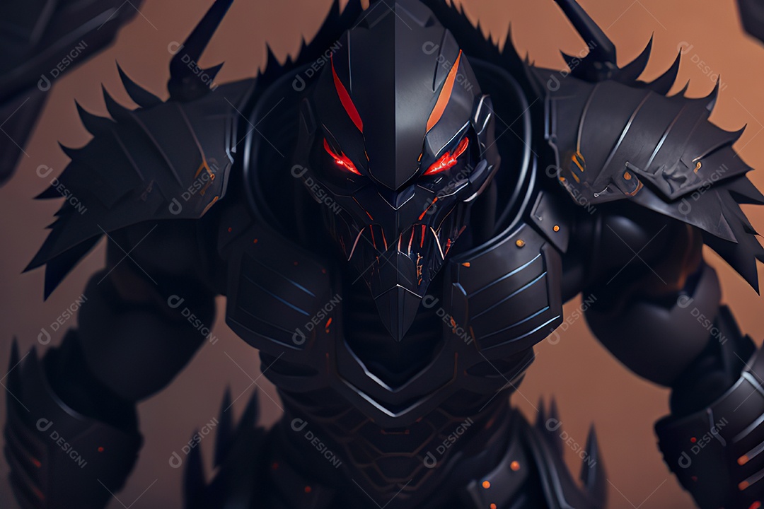 Imagem realista de criatura com armadura