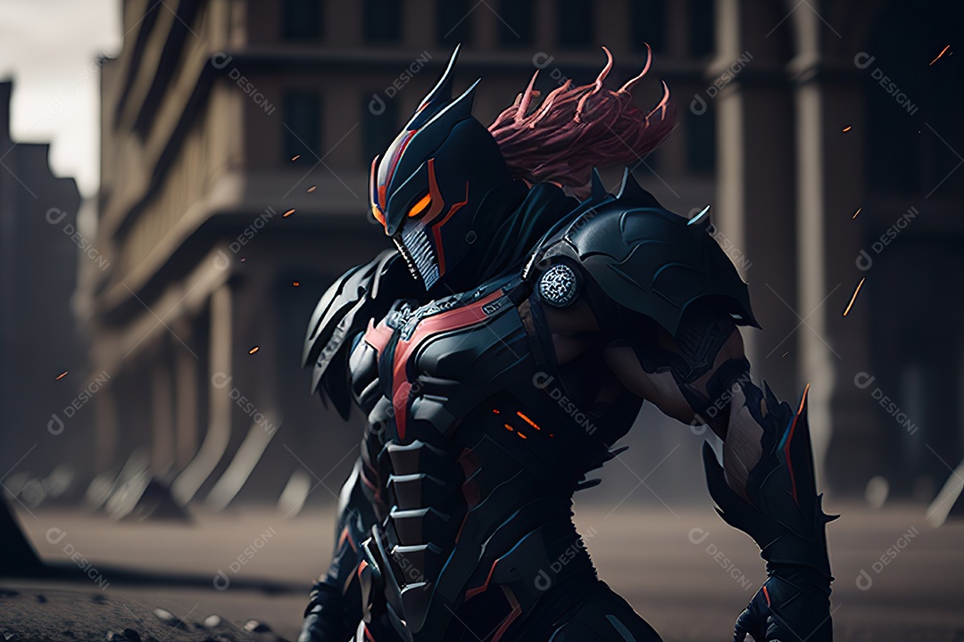 Imagem realista de criatura com armadura