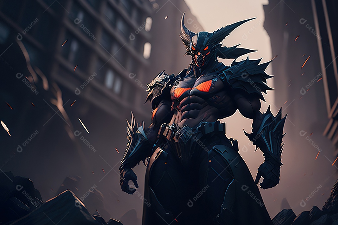 Imagem realista de criatura com armadura