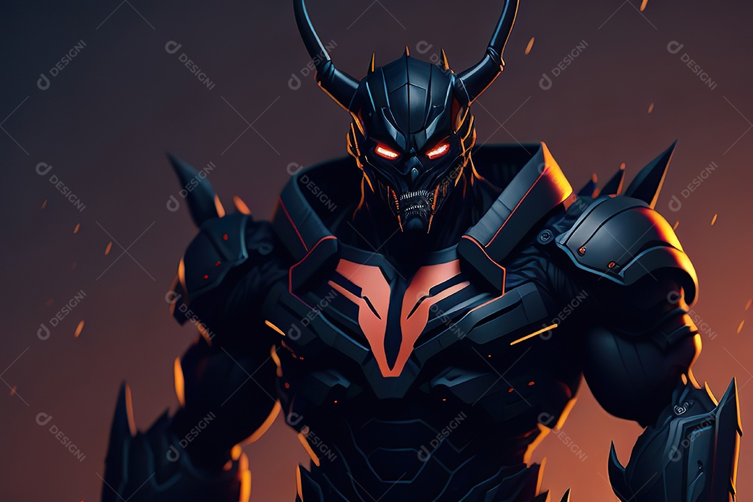 Imagem realista de criatura com armadura