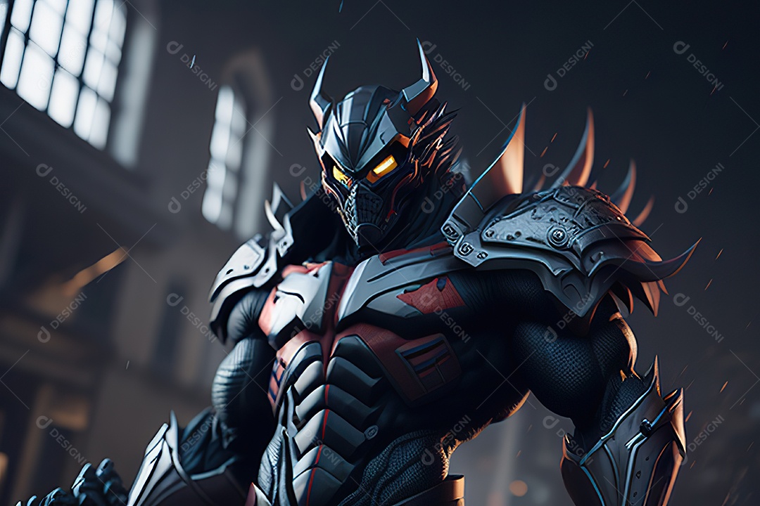 Imagem realista de criatura com armadura