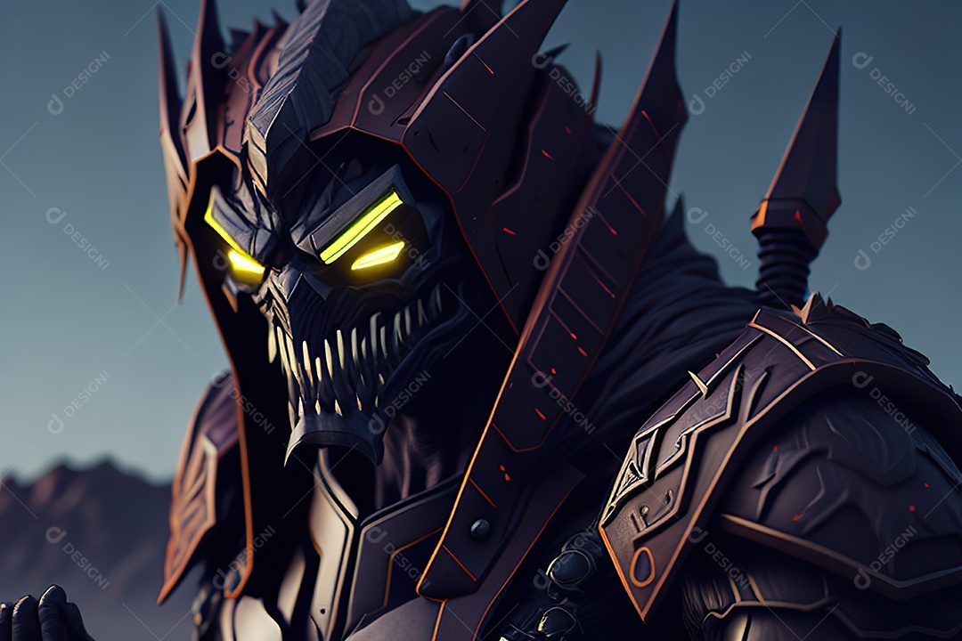 Imagem realista de criatura com armadura