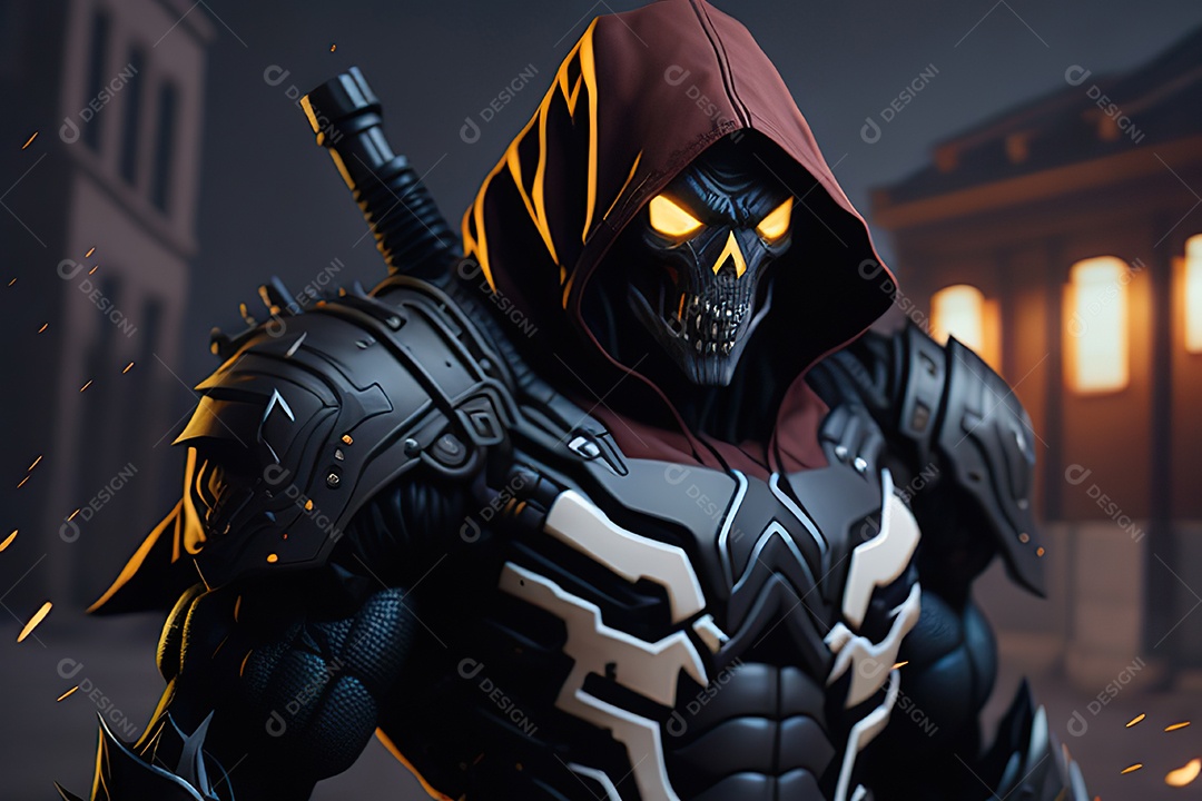 Imagem realista de criatura com armadura