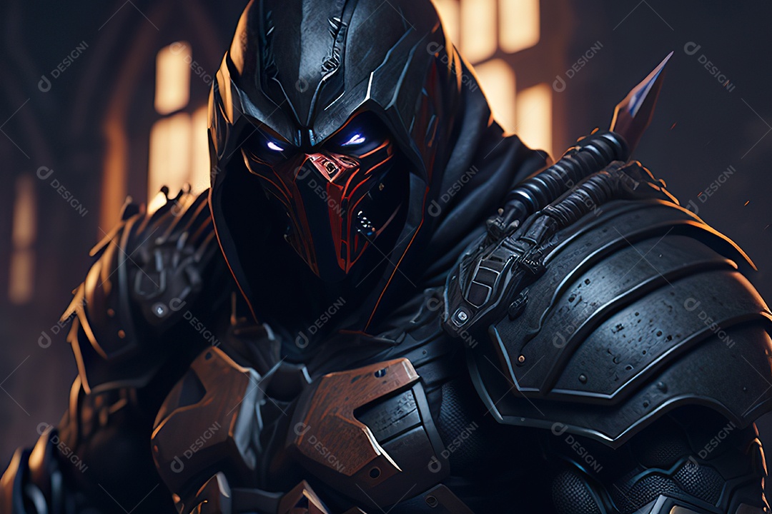 Imagem realista de criatura com armadura