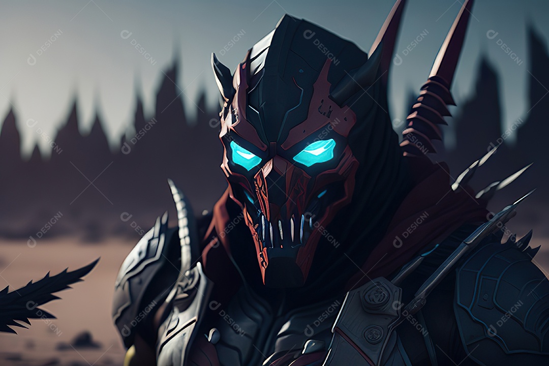 Imagem realista de criatura com armadura