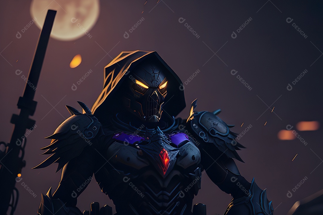 Imagem realista de criatura com armadura