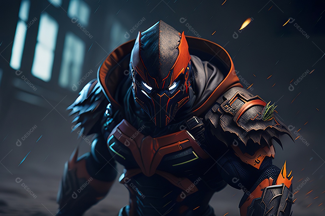 Imagem realista de criatura com armadura