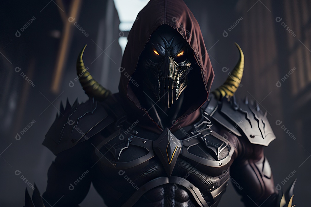 Imagem realista de criatura com armadura