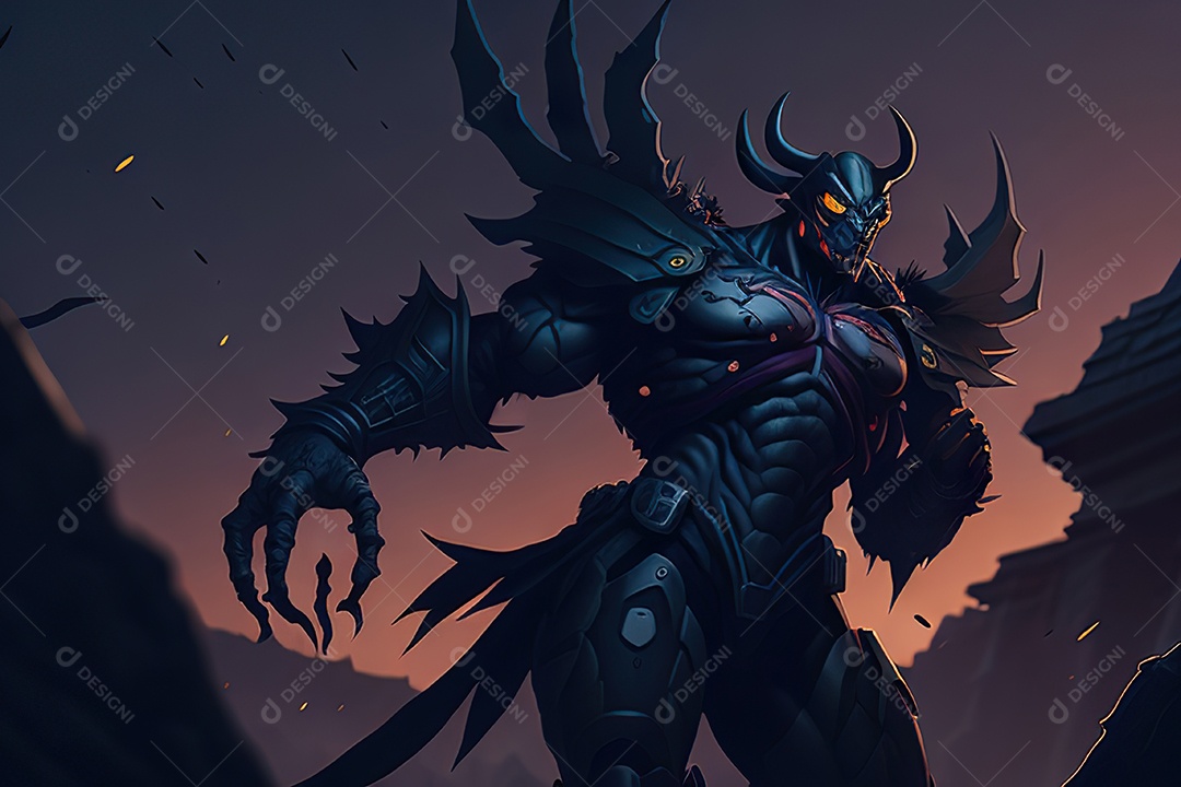 Imagem realista de criatura com armadura