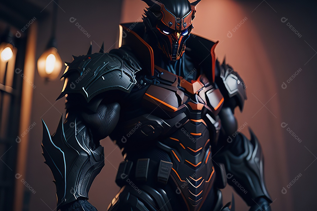 Imagem realista de criatura com armadura