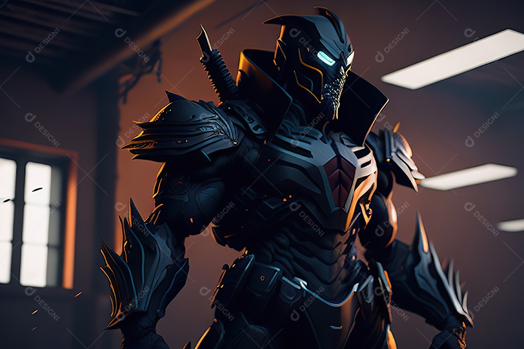 Imagem realista de criatura com armadura