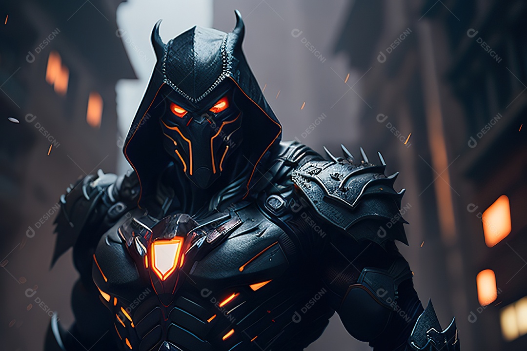 Imagem realista de criatura com armadura