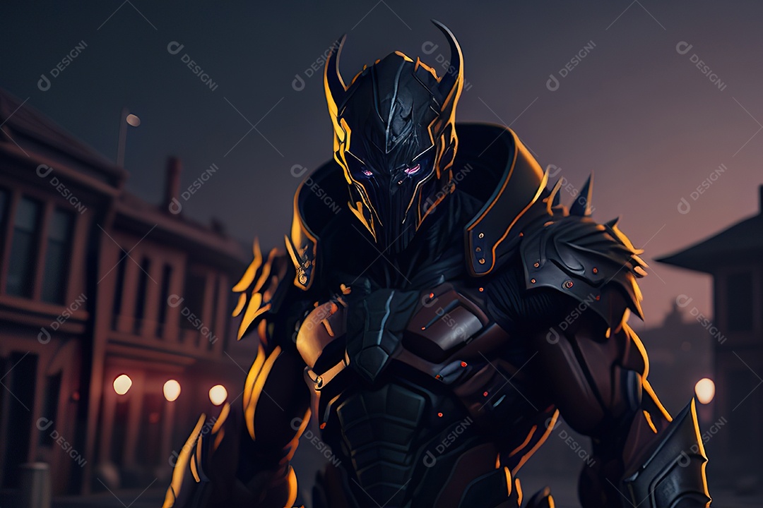 Imagem realista de criatura com armadura