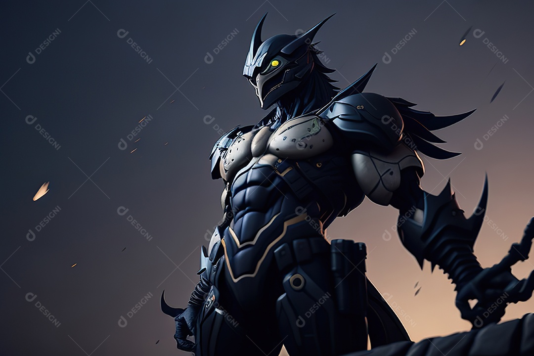 Imagem realista de criatura com armadura