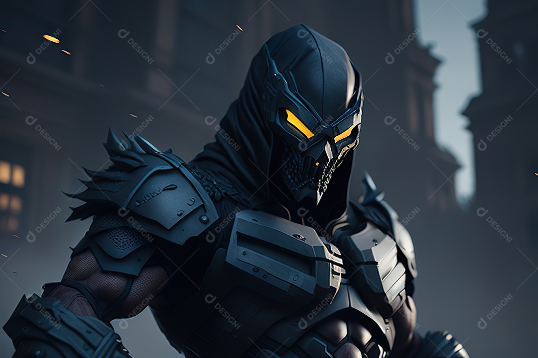 Imagem realista de criatura com armadura