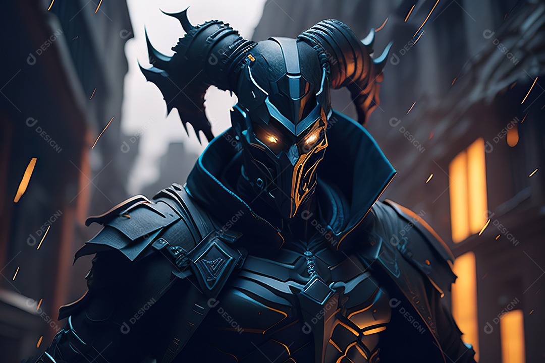 Imagem realista de criatura com armadura