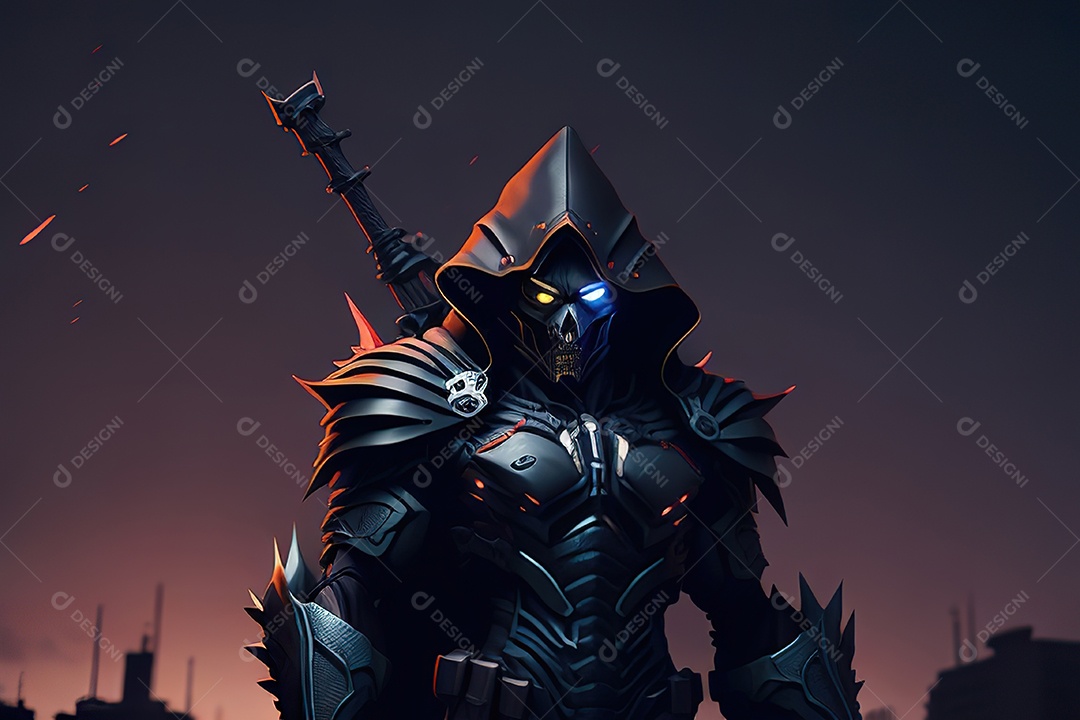 Imagem realista de criatura com armadura