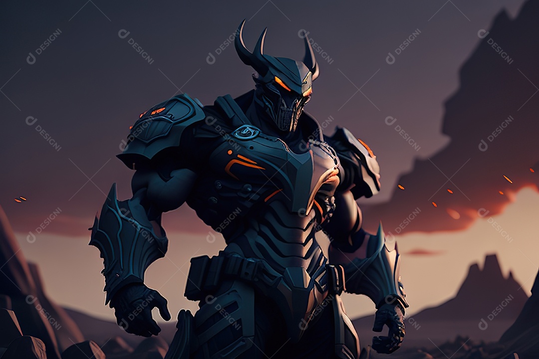 Imagem realista de criatura com armadura