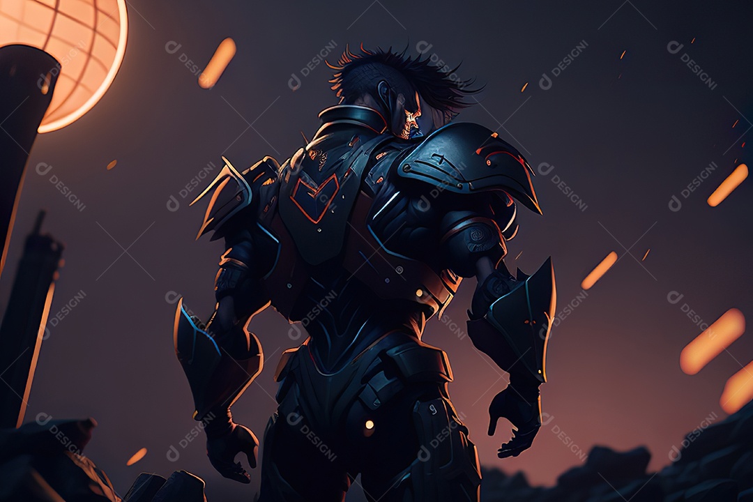 Imagem realista de criatura com armadura