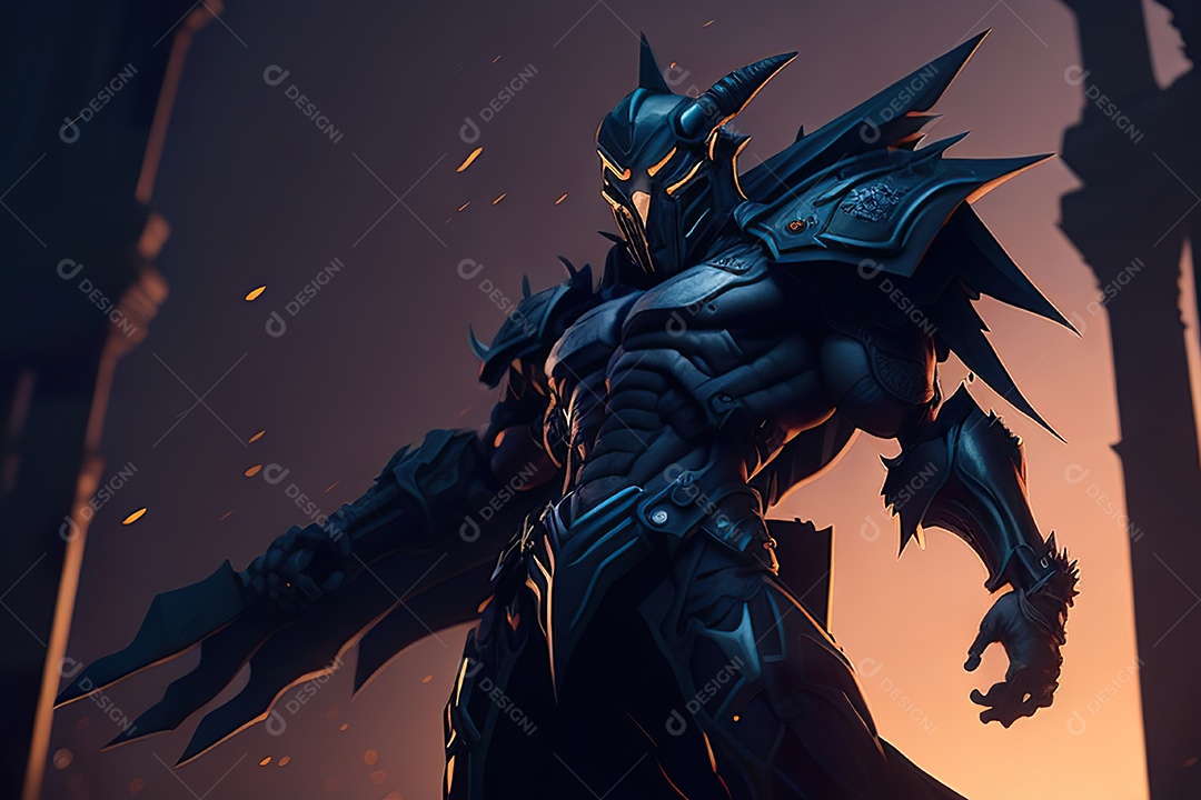 Imagem realista de criatura com armadura