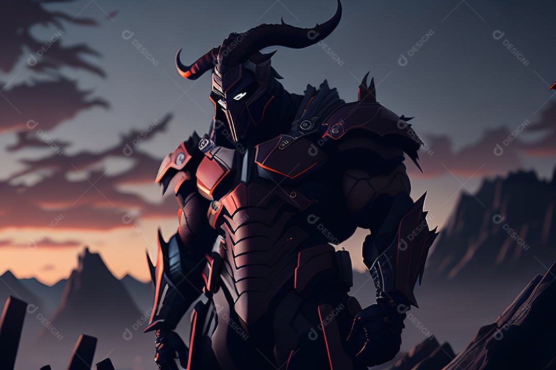 Imagem realista de criatura com armadura