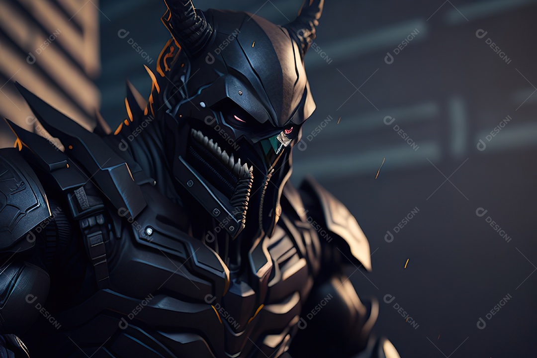 Imagem realista de criatura com armadura