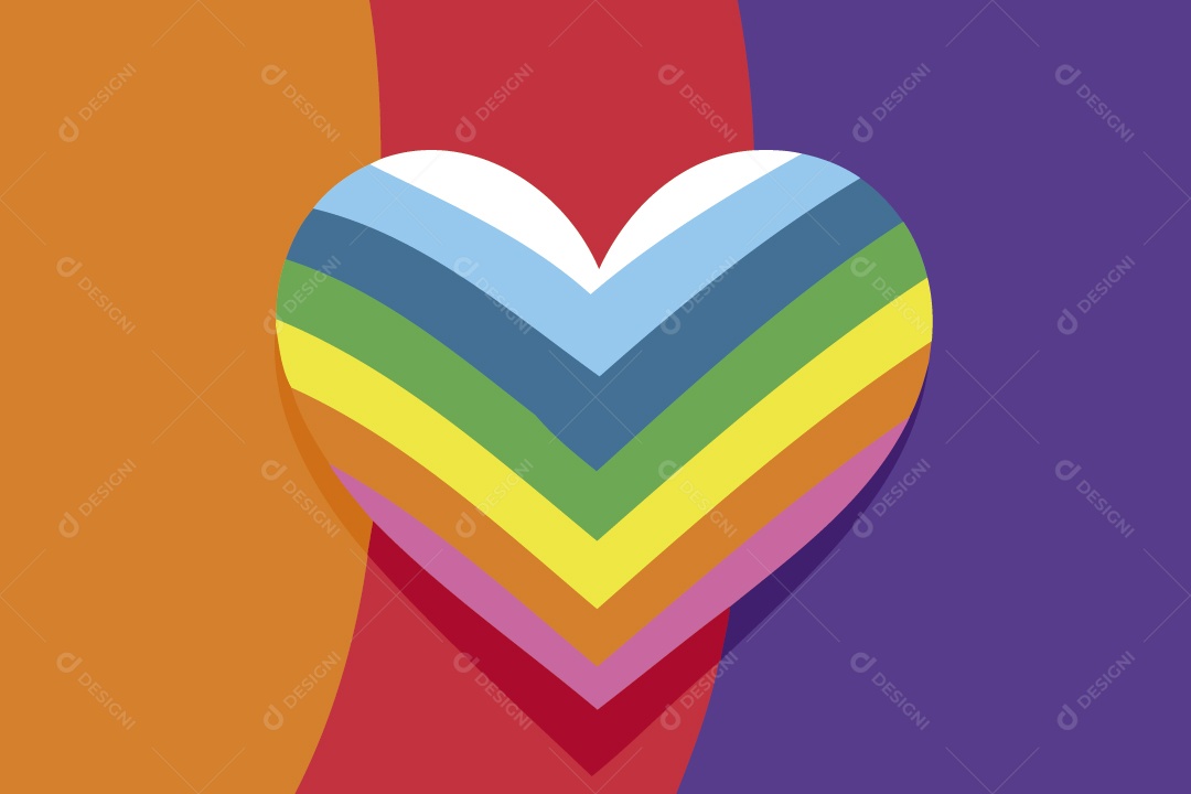 Coração com Cores do Movimento LGBT Ilustração Vetor EPS