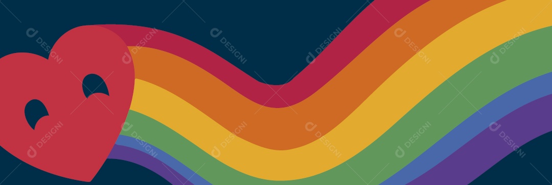 Coração com Cores do Movimento LGBT Ilustração Vetor EPS