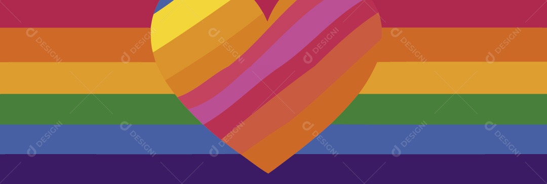 Coração com  Cores do Movimento LGBT Ilustração Vetor EPS