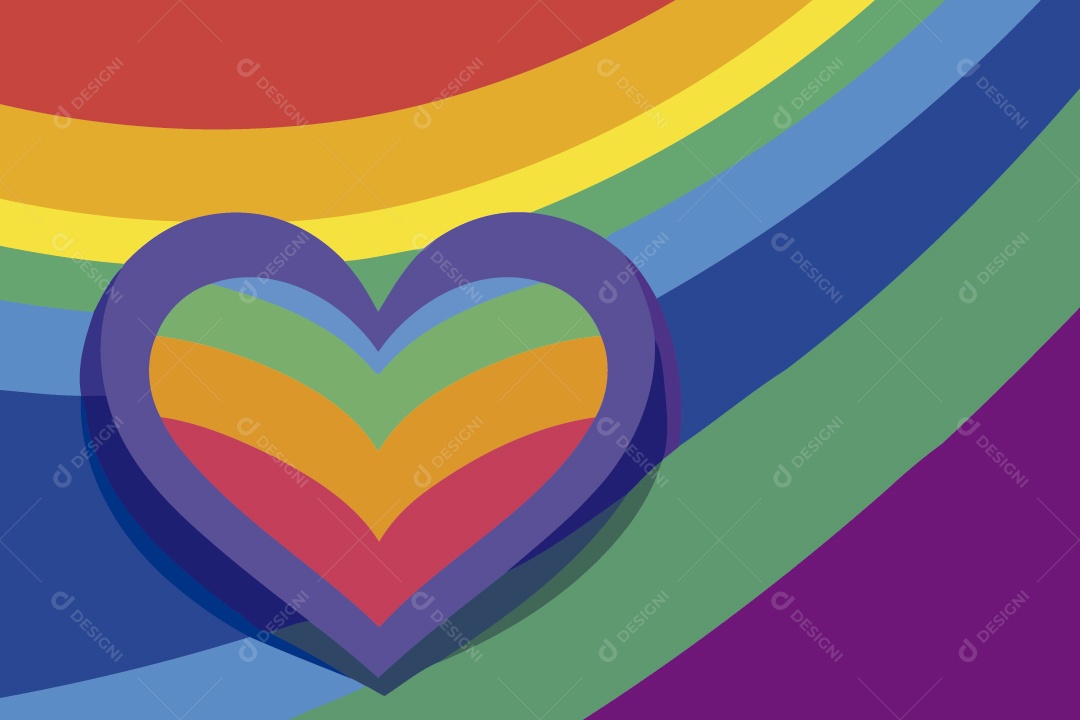 Coração com  Cores do Movimento LGBT Ilustração Vetor EPS