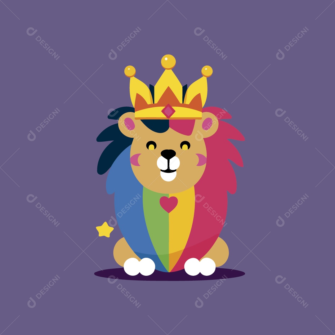 Leão Personagem do Movimento LGBT Ilustração Vetor EPS