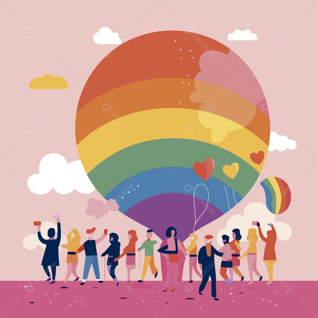 Parada do Movimento LGBT Ilustração Vetor EPS