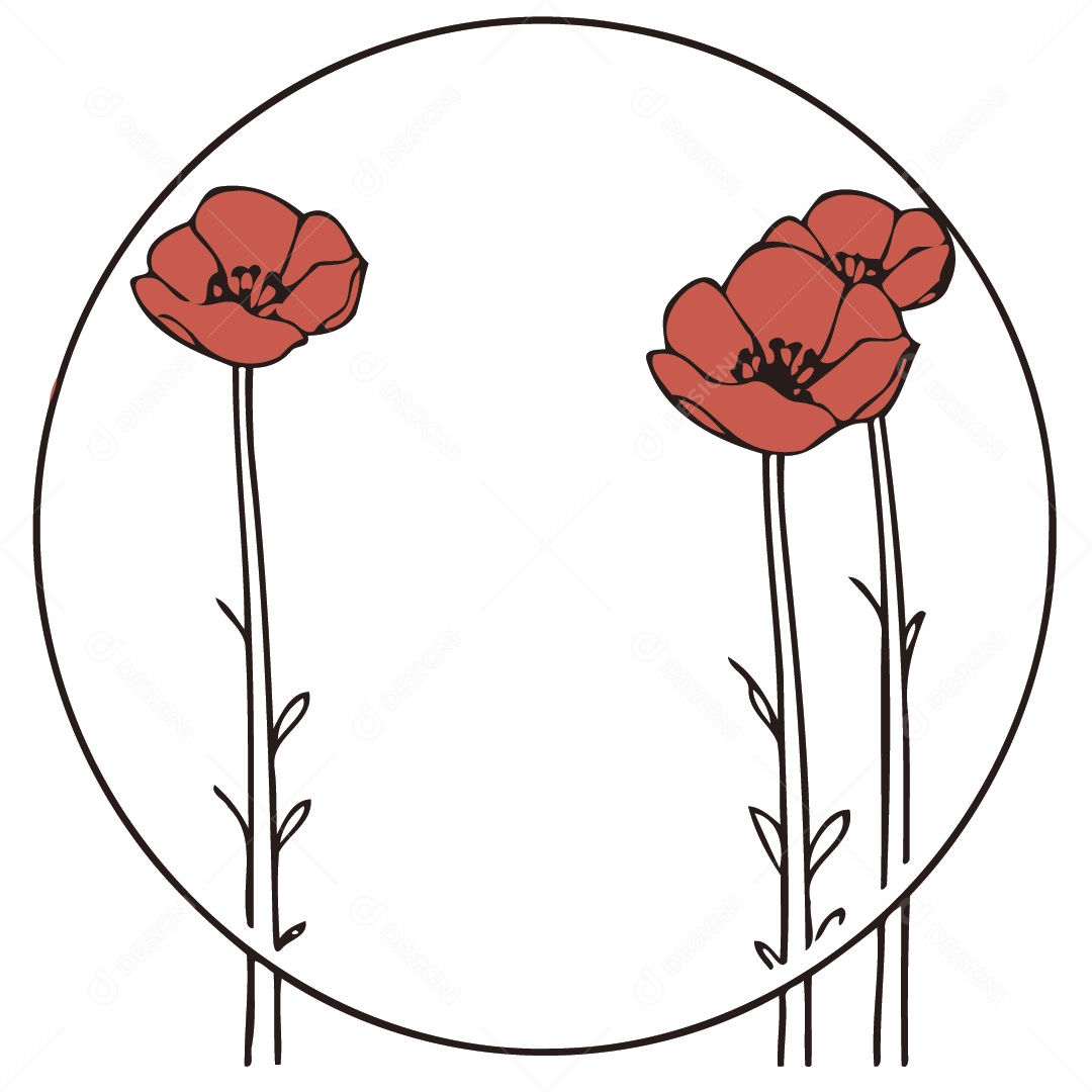 Moldura Com Flores Vermelhas Ilustração Vetor EPS