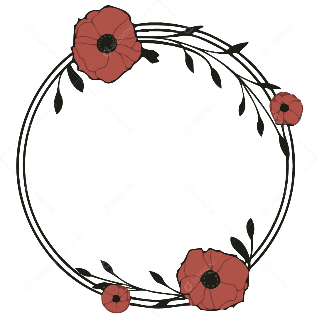 Moldura Com Flores Vermelhas Ilustração Vetor EPS