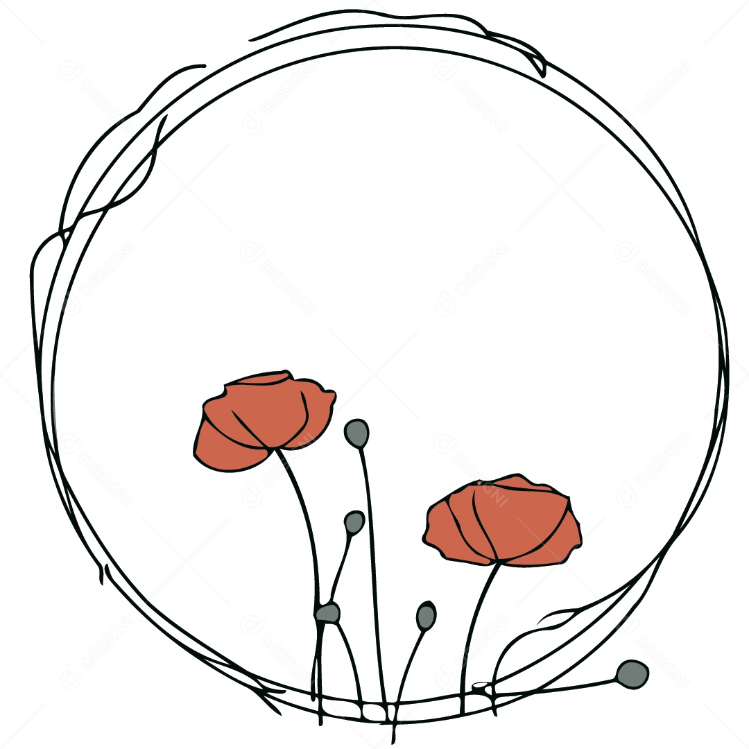 Moldura Com Flores Vermelhas Ilustração Vetor EPS