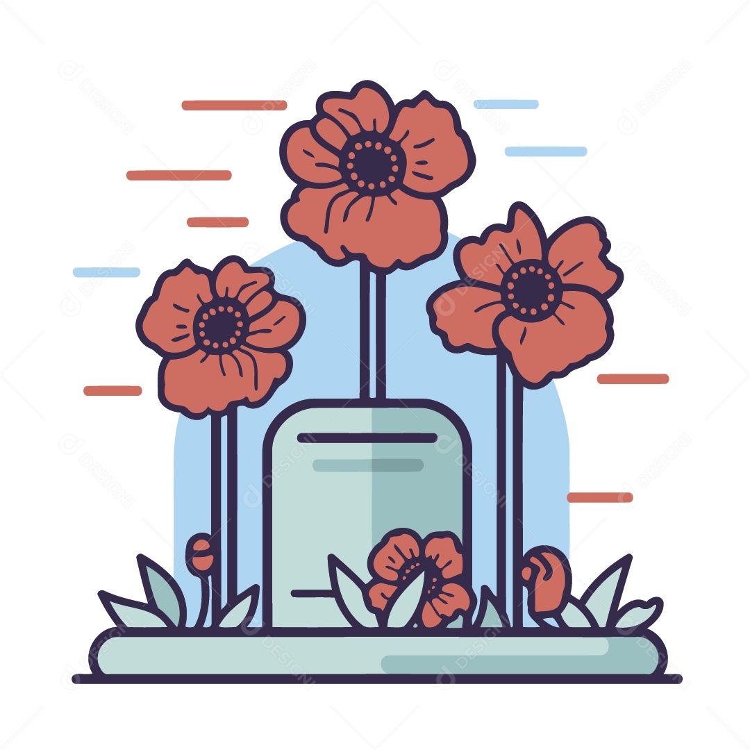 Túmulo Com Flores Ilustração Vetor EPS