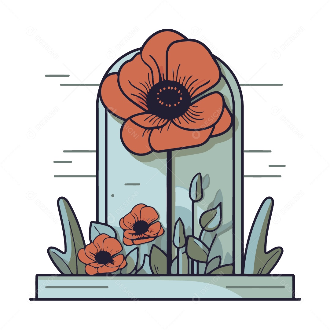 Tumulo Com Flores Ilustrações Vetor EPS