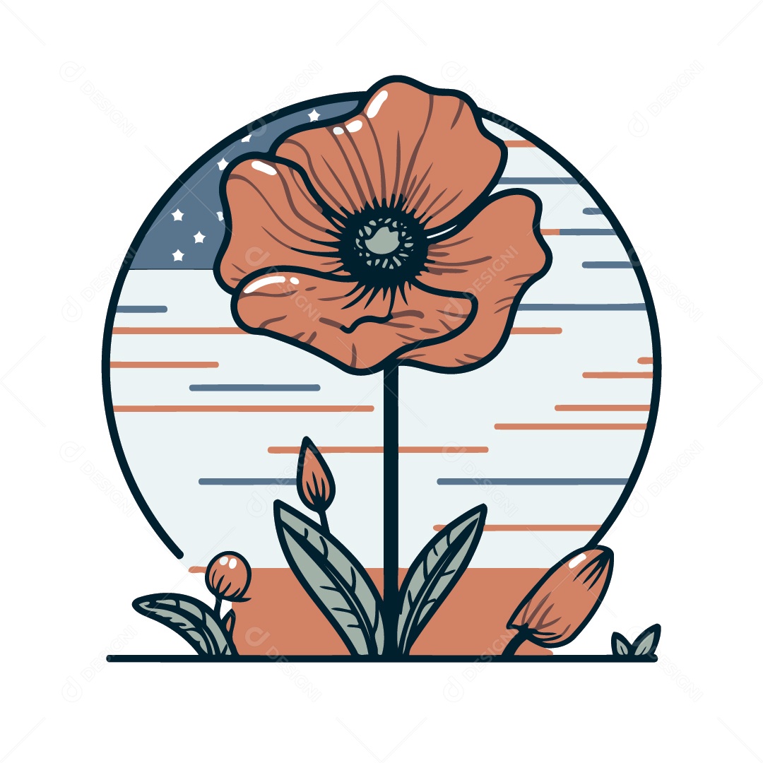 Flor Vermelha Ilustrações Vetor EPS