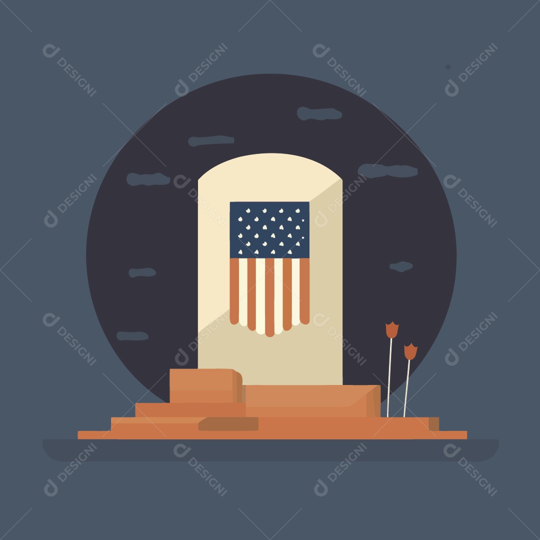 Tumulo Com Bandira Ilustrações Vetor EPS