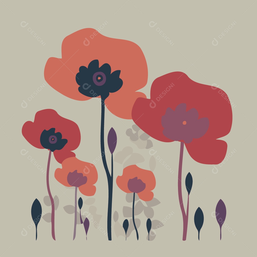 Flores Vermelhas Ilustrações Vetor EPS