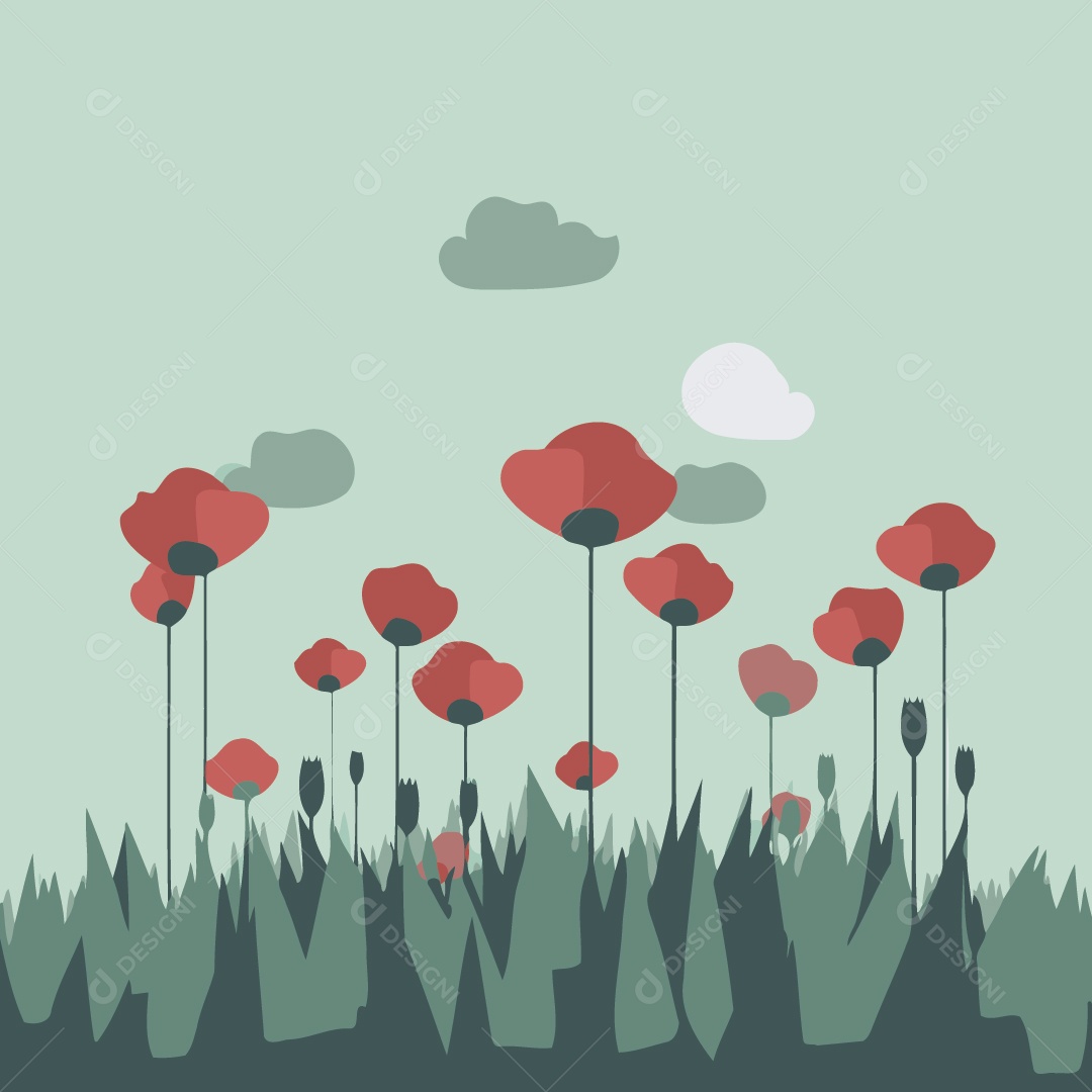 Flores Vermelhas Ilustrações Vetor EPS