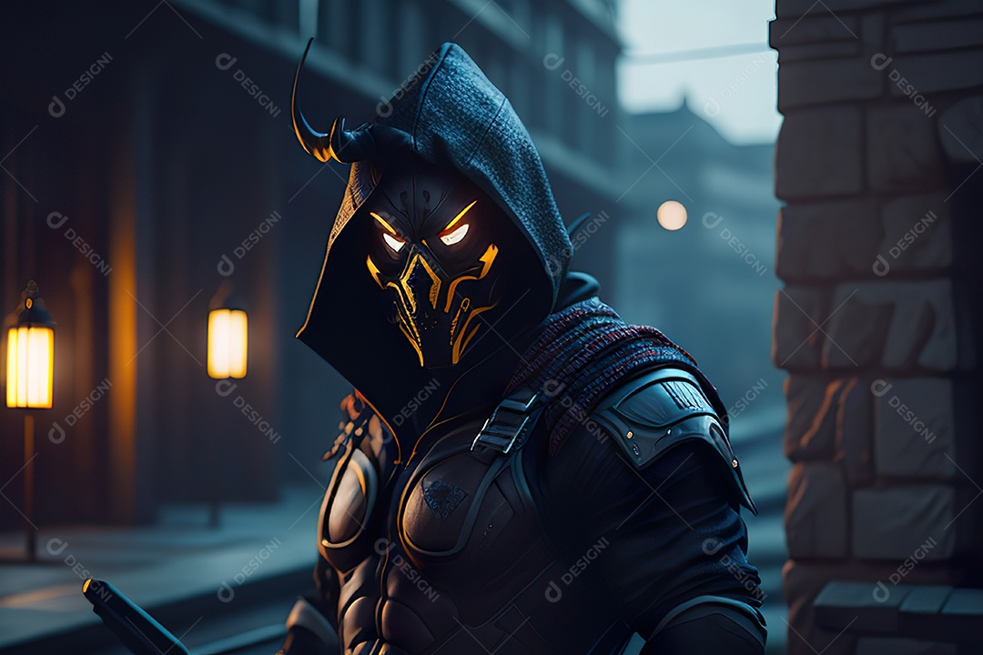 Criatura com olhos sombrios fundo isolado