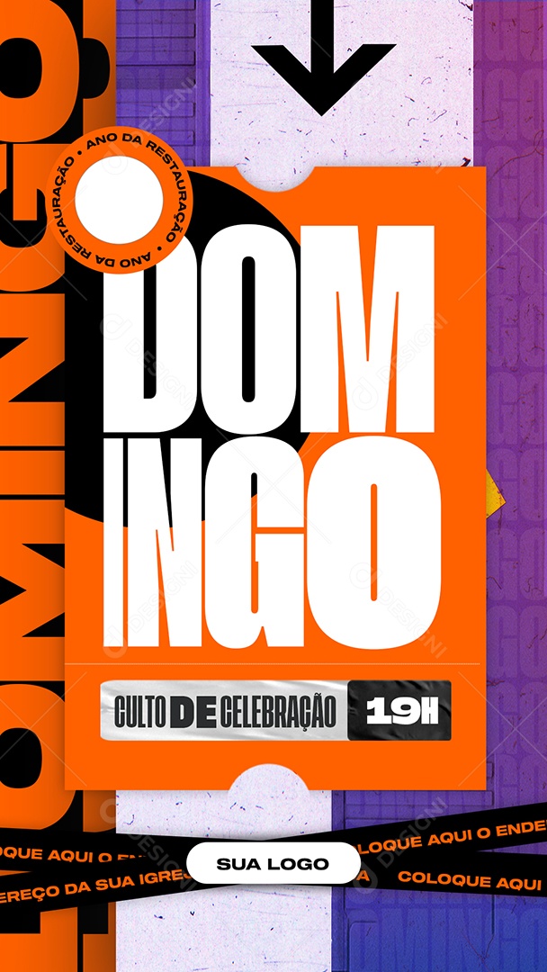 Story Domingo Culto De Pregação Social Media PSD Editável