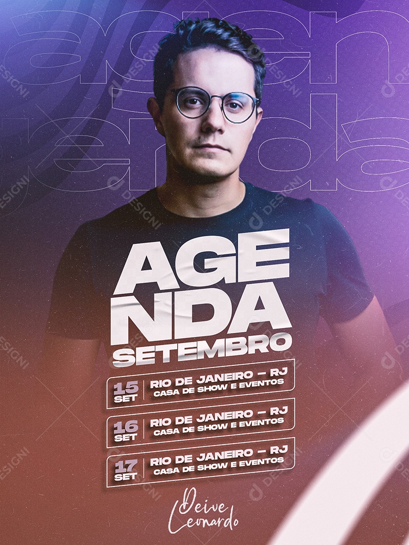 Social Media Flyer Agenda Setembro Deive Leonardo PSD Editável