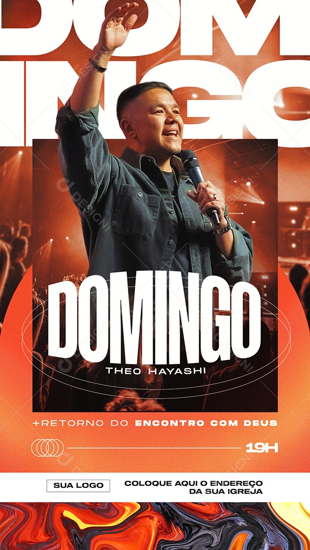 Story Domingo Encontro Com Deus Social Media PSD Editável