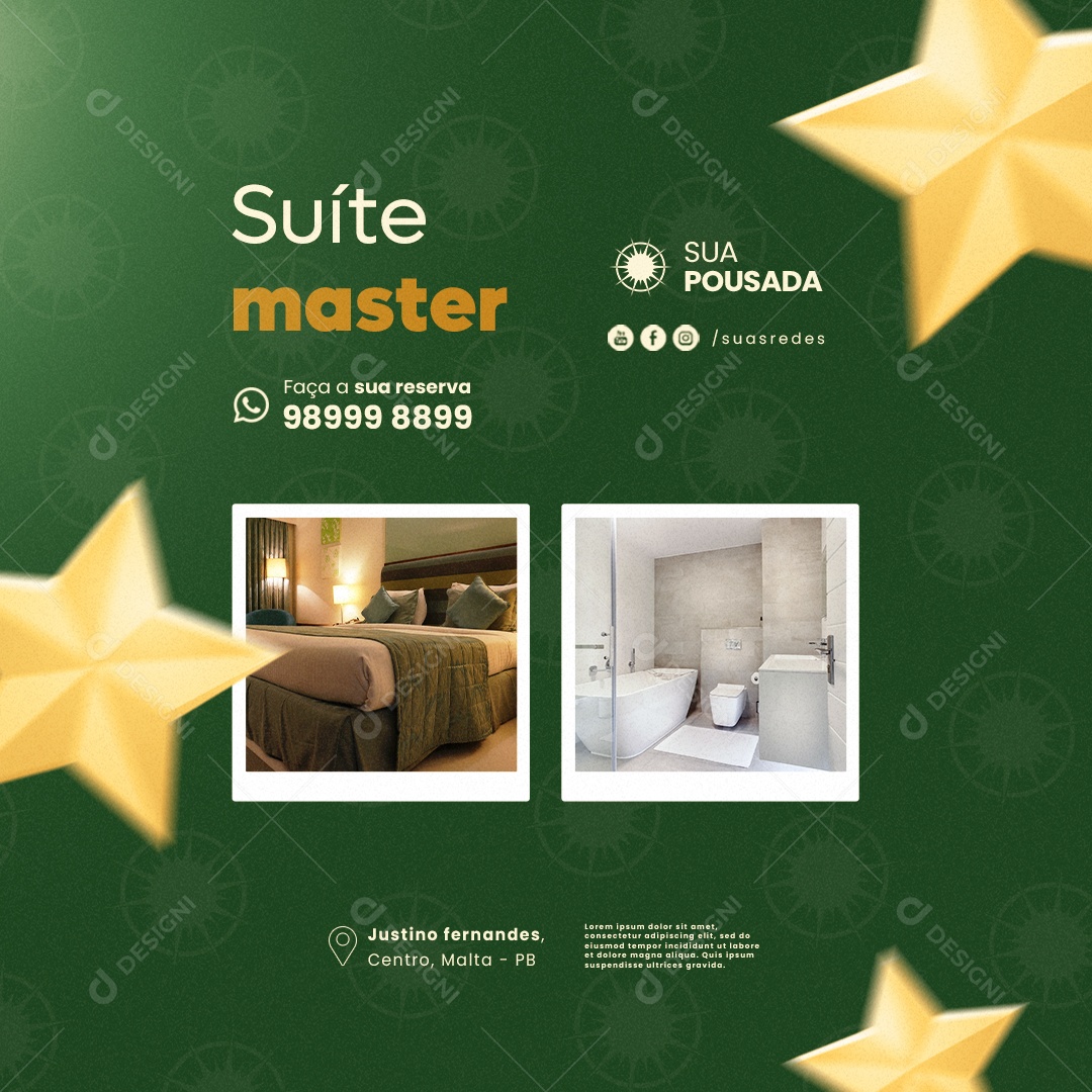 Pousada Suíte Master Social Media PSD Editável